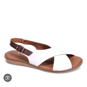 Bueno White Leather Sandals